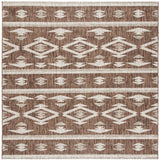Safavieh Courtyard 6'-7" x 6'-7" Rug in Brown / Ivory