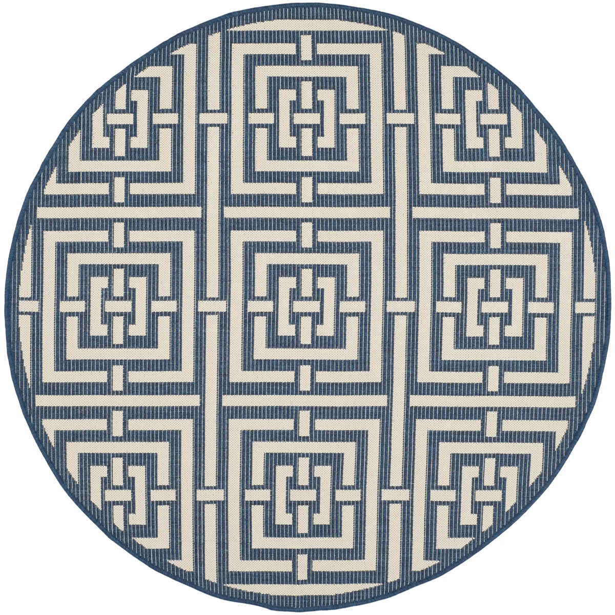 Safavieh Courtyard 5'-3" x 5'-3" Rug in Navy / Beige