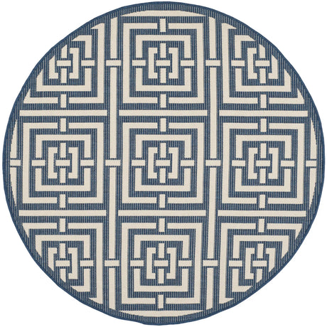 Safavieh Courtyard 5'-3" x 5'-3" Rug in Navy / Beige