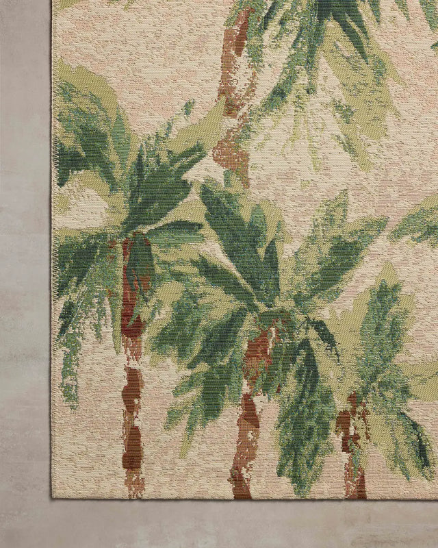 Loloi Botanical BOT-04 Clay / Green Rug - corner on wood