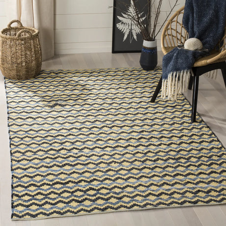 Safavieh Montauk 4'-0" x 6'-0" Rug in Gold / Blue/Black