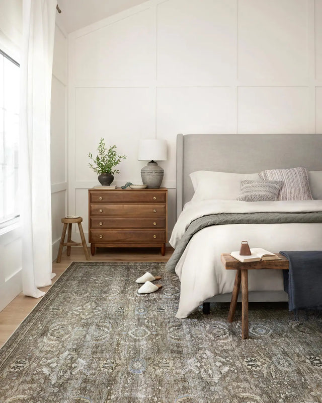 Loloi Layla Lay-13 Antique/Moss Rugs - styled aerial 2