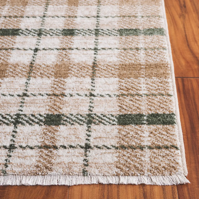 Safavieh Oxford Plaids 300 4'-0" x 6'-0" Rug in Beige / Green