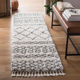 Safavieh Moroccan Fringe Shag 2'-2" x 10'-0" Rug in Ivory / Grey