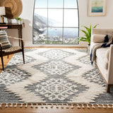 Safavieh Moroccan Tassel Shag 10'-0" x 14'-0" Rug in Ivory / Grey