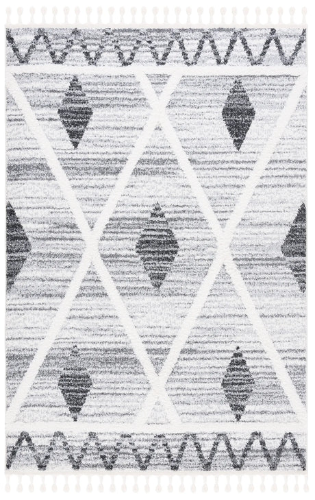 Safavieh Moroccan Tassel Shag 4'-0" x 6'-0" Rug in Grey / Ivory
