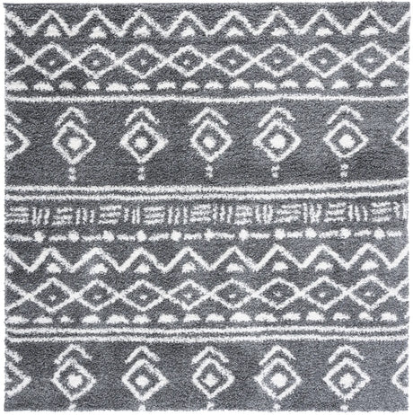 Safavieh Parma Shag 6'-7" x 6'-7" Rug in Charcoal / Ivory