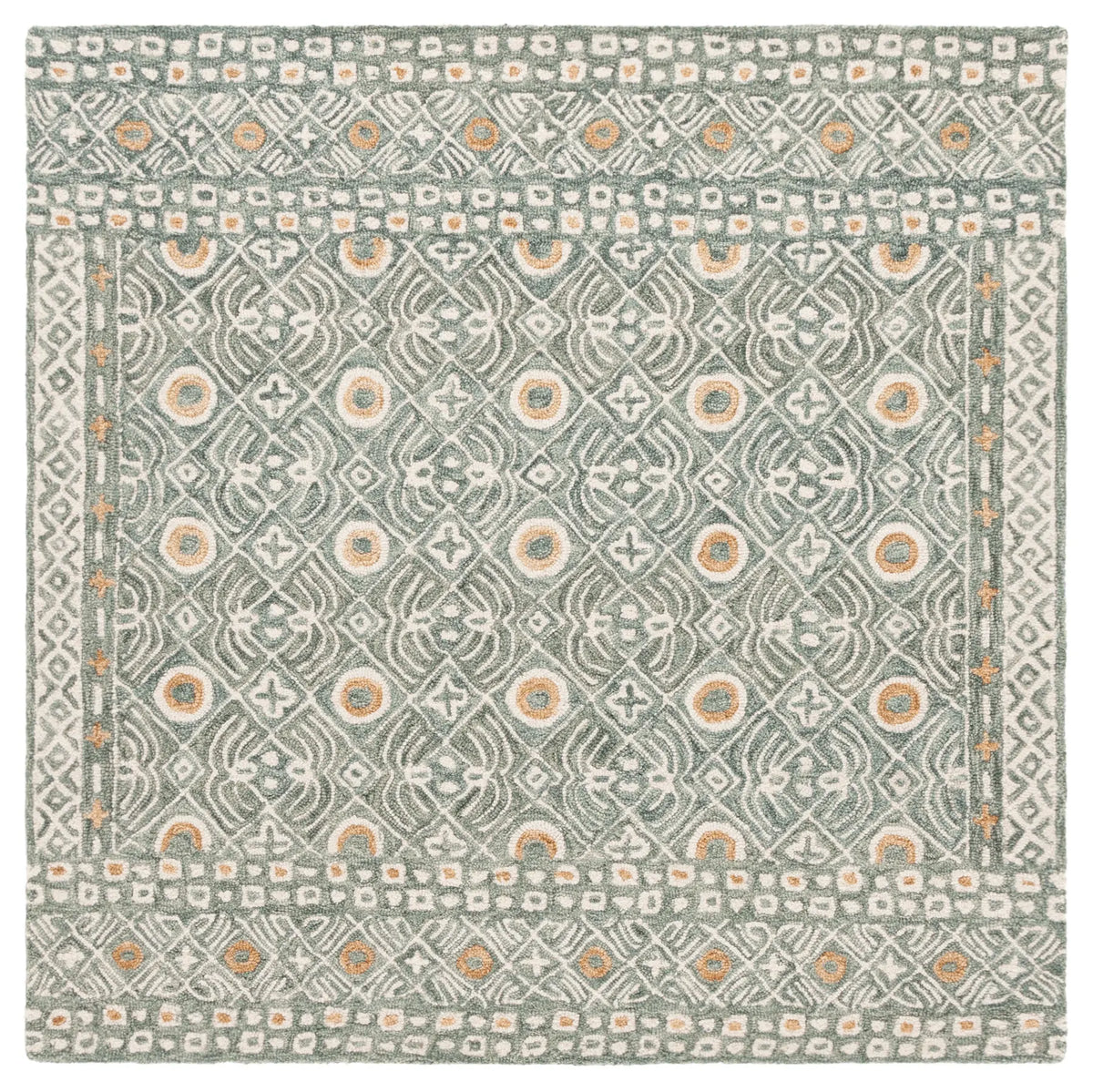 Safavieh Micro-Loop 5'-0" x 5'-0" Rug in Green / Ivory