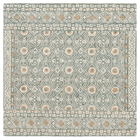 Safavieh Micro-Loop 5'-0" x 5'-0" Rug in Green / Ivory