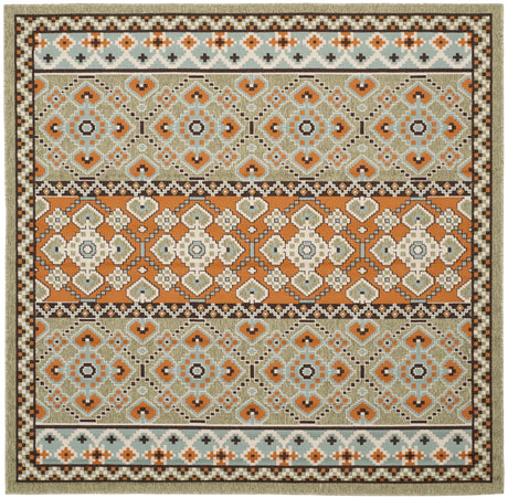 Safavieh Veranda 6'-7" x 6'-7" Rug in Green / Terracotta