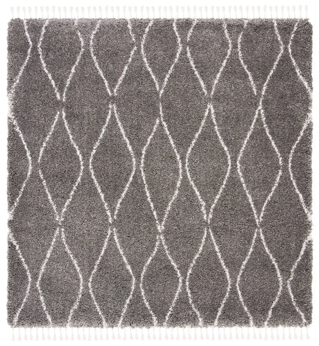 Safavieh Moroccan Fringe Shag 6'-7" x 6'-7" Rug in Grey / Ivory