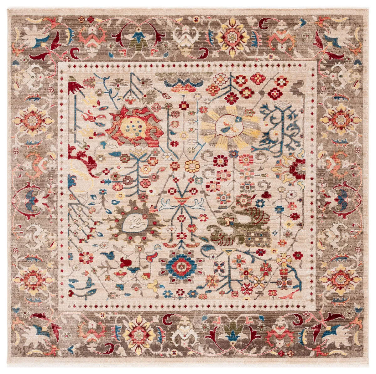 Safavieh Kashan 6'-7" x 6'-7" Rug in Beige / Taupe