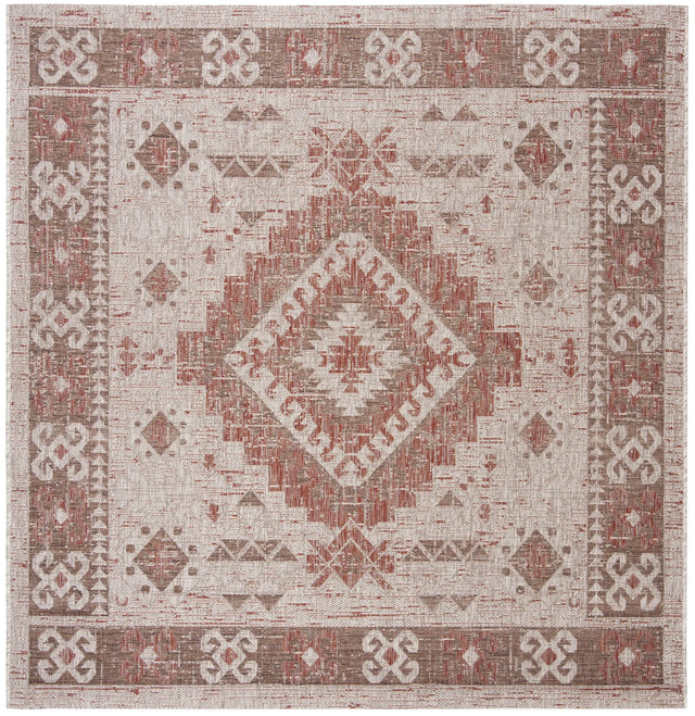 Safavieh Courtyard 6'-7" x 6'-7" Rug in Beige / Red