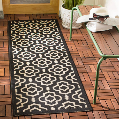 Safavieh Courtyard 2'-3" x 10'-0" Rug in Black / Beige