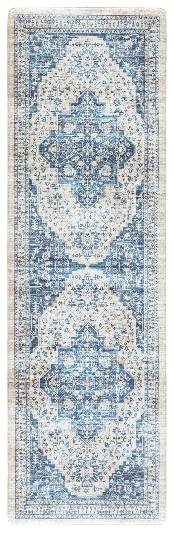 Safavieh Kitchen Mat 100 1'-6" x 5'-0" Rug in Beige / Blue