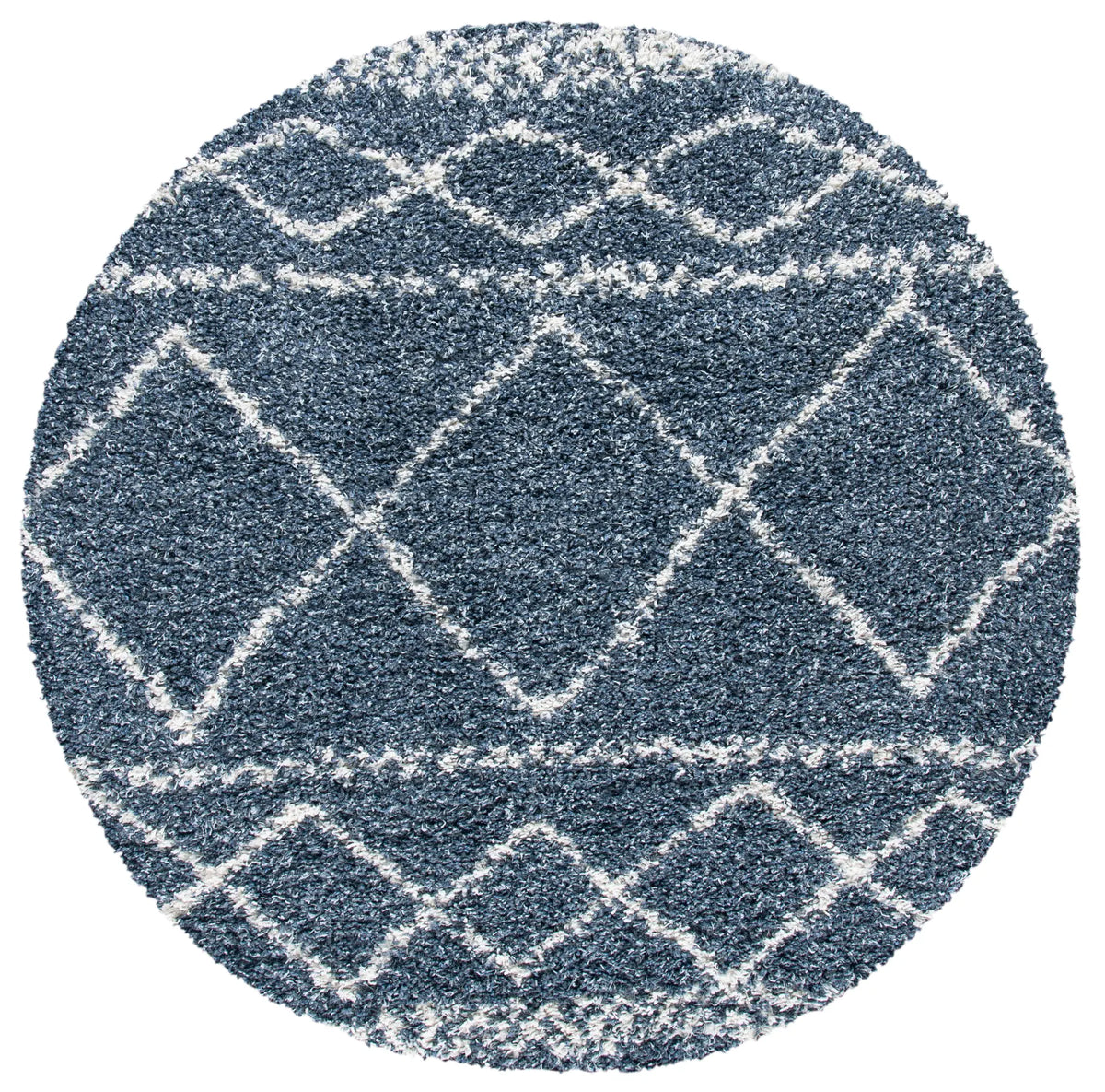 Safavieh Pro Lux Shag 400 6'-7" x 6'-7" Rug in Blue / Ivory