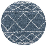 Safavieh Pro Lux Shag 400 6'-7" x 6'-7" Rug in Blue / Ivory