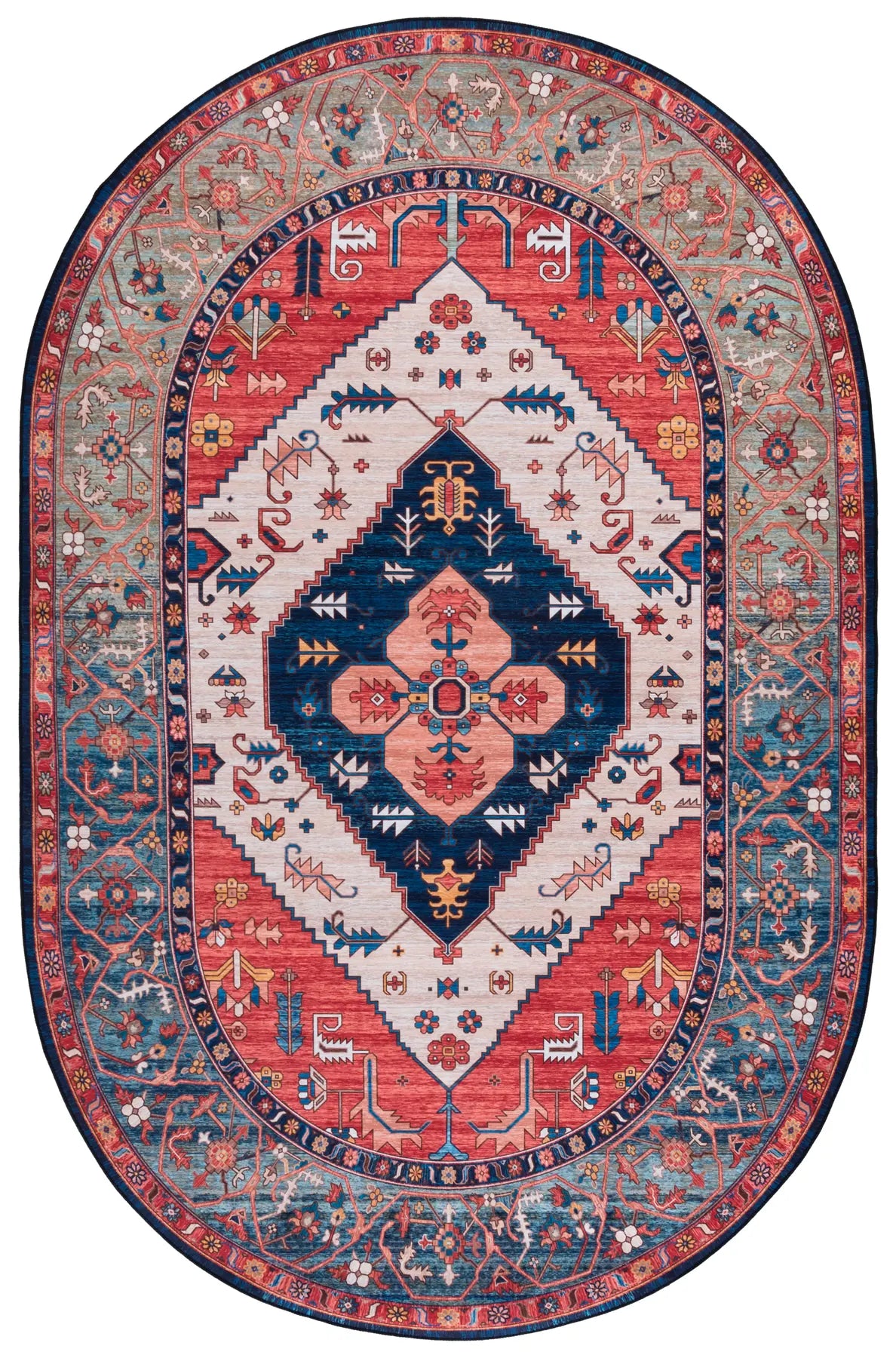 Safavieh Tucson 5'-0" x 8'-0" Rug in Rust / Blue