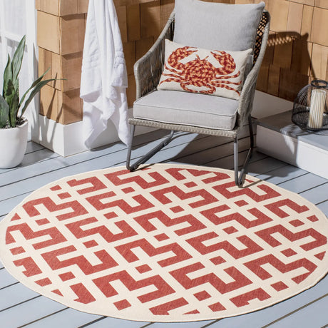 Safavieh Courtyard 5'-3" x 5'-3" Rug in Red / Bone