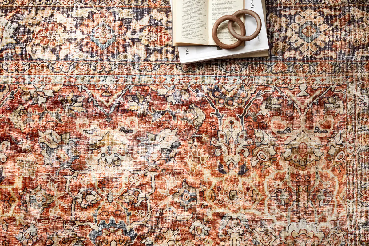Loloi Layla Lay-02 Spice / Marine Rugs - styled aerial 1