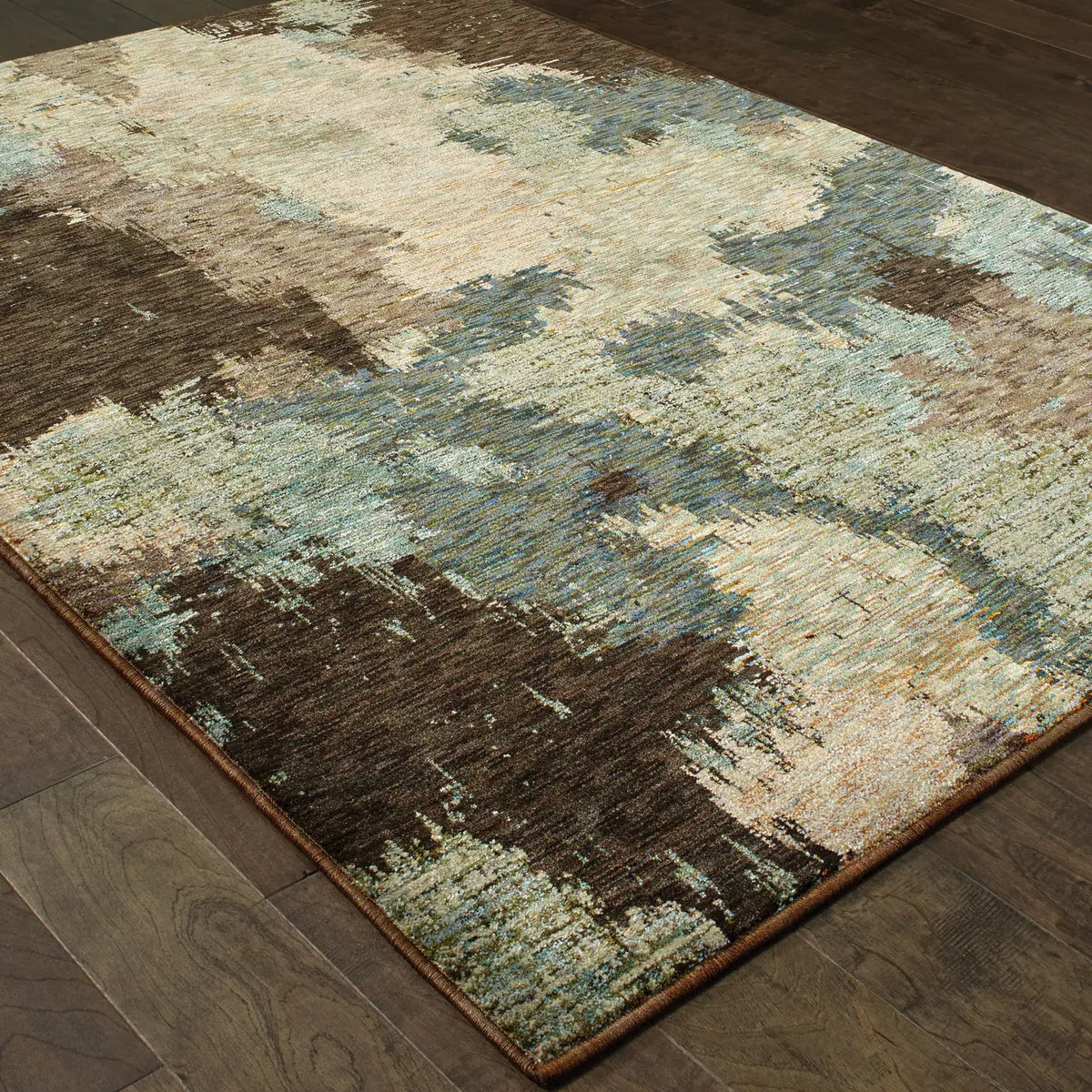 Oriental Weavers Sphinx Evolution 8011B Blue/Brown Rugs - angle detail