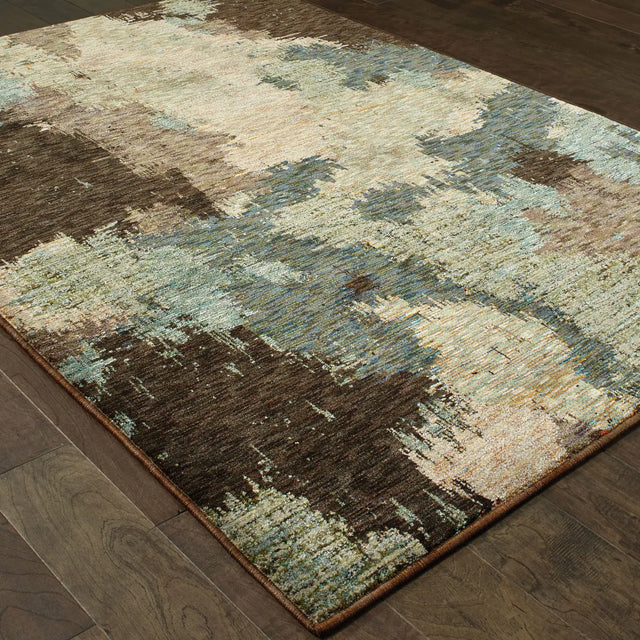 Oriental Weavers Sphinx Evolution 8011B Blue/Brown Rugs - angle detail