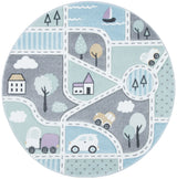 Safavieh Carousel Kids 100 5'-3" x 5'-3" Rug in Grey / Light Blue