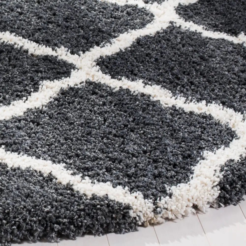 Safavieh Hudson Shag 7'-0" x 7'-0" Rug in Dark Grey / Ivory