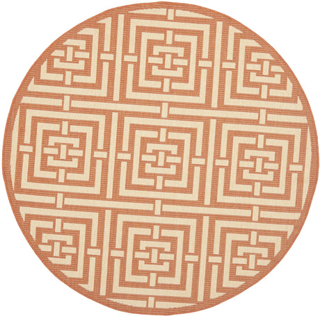 Safavieh Courtyard 5'-3" x 5'-3" Rug in Terracotta / Cream