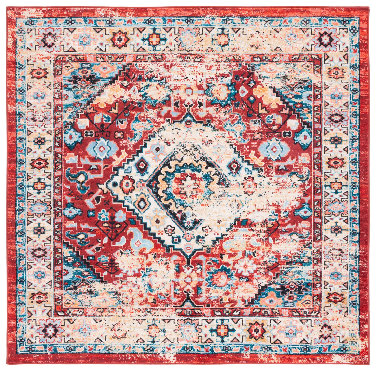 Safavieh Riviera 6'-7" x 6'-7" Rug in Red / Blue
