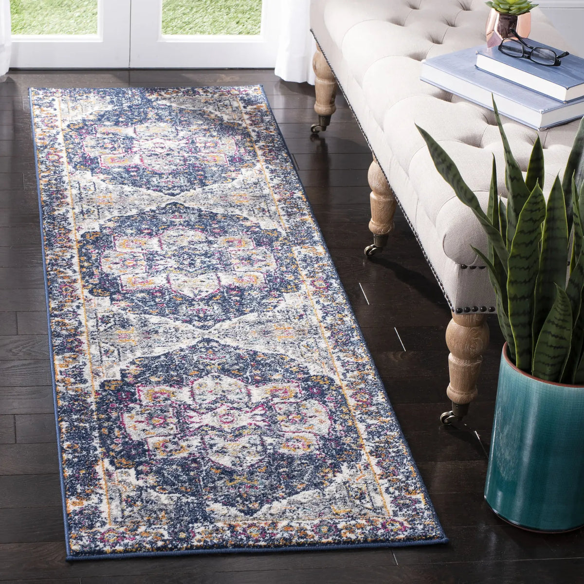 Safavieh Evoke 2'-2" x 7'-0" Rug in Navy / Grey