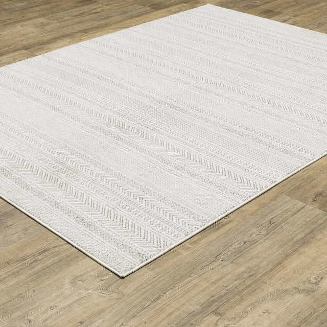 Oriental Weavers Montecito 4929E White/ Grey Rug - angle detail