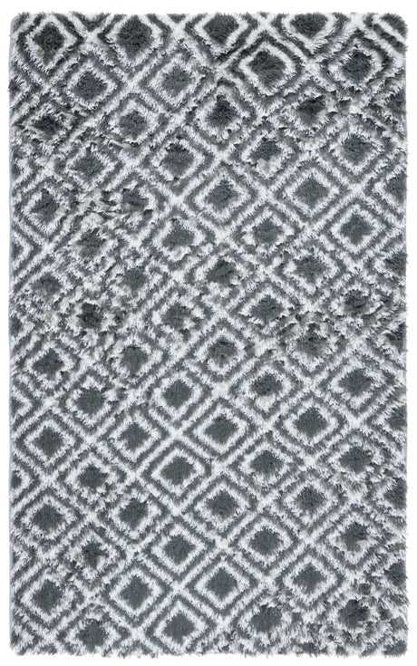 Safavieh Rainbow Shag 4'-0" x 6'-0" Rug in Charcoal / White