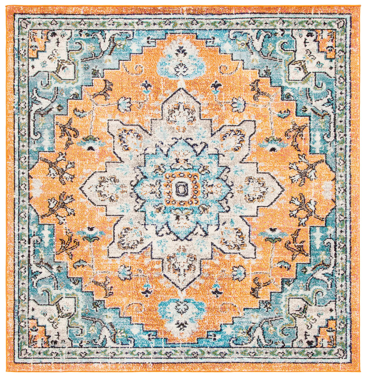 Safavieh Madison 6'-7" x 6'-7" Rug in Orange / Teal