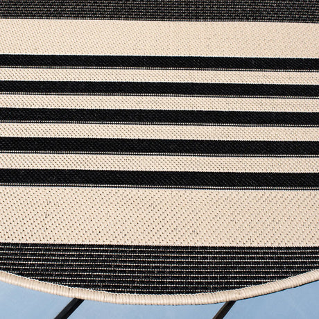 Safavieh Courtyard 5'-3" x 5'-3" Rug in Black / Bone