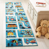 Safavieh Carousel Kids 100 2'-0" x 8'-0" Rug in Blue / Beige