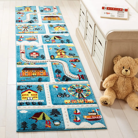 Safavieh Carousel Kids 100 2'-0" x 8'-0" Rug in Blue / Beige