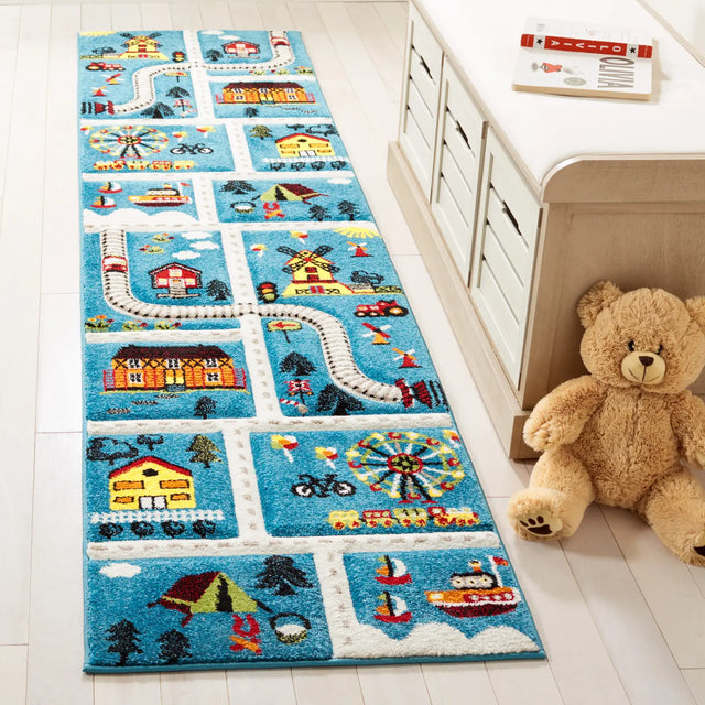 Safavieh Carousel Kids 100 2'-0" x 8'-0" Rug in Blue / Beige