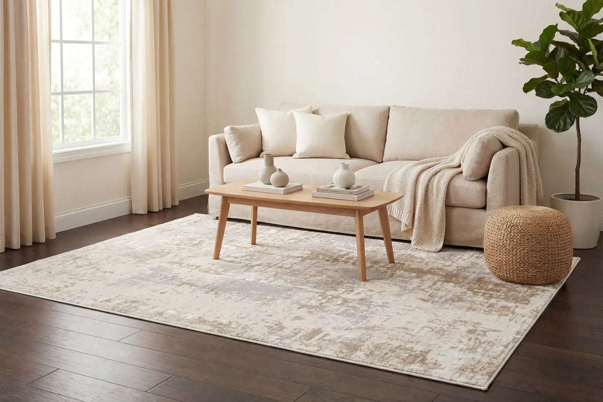Dynamic Rugs Azure 12581 Power Loomed Modern Ivory/Beige/Grey Rug - Room