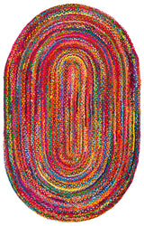 Safavieh Braided 5'-0" x 8'-0" Rug in Red / Multi