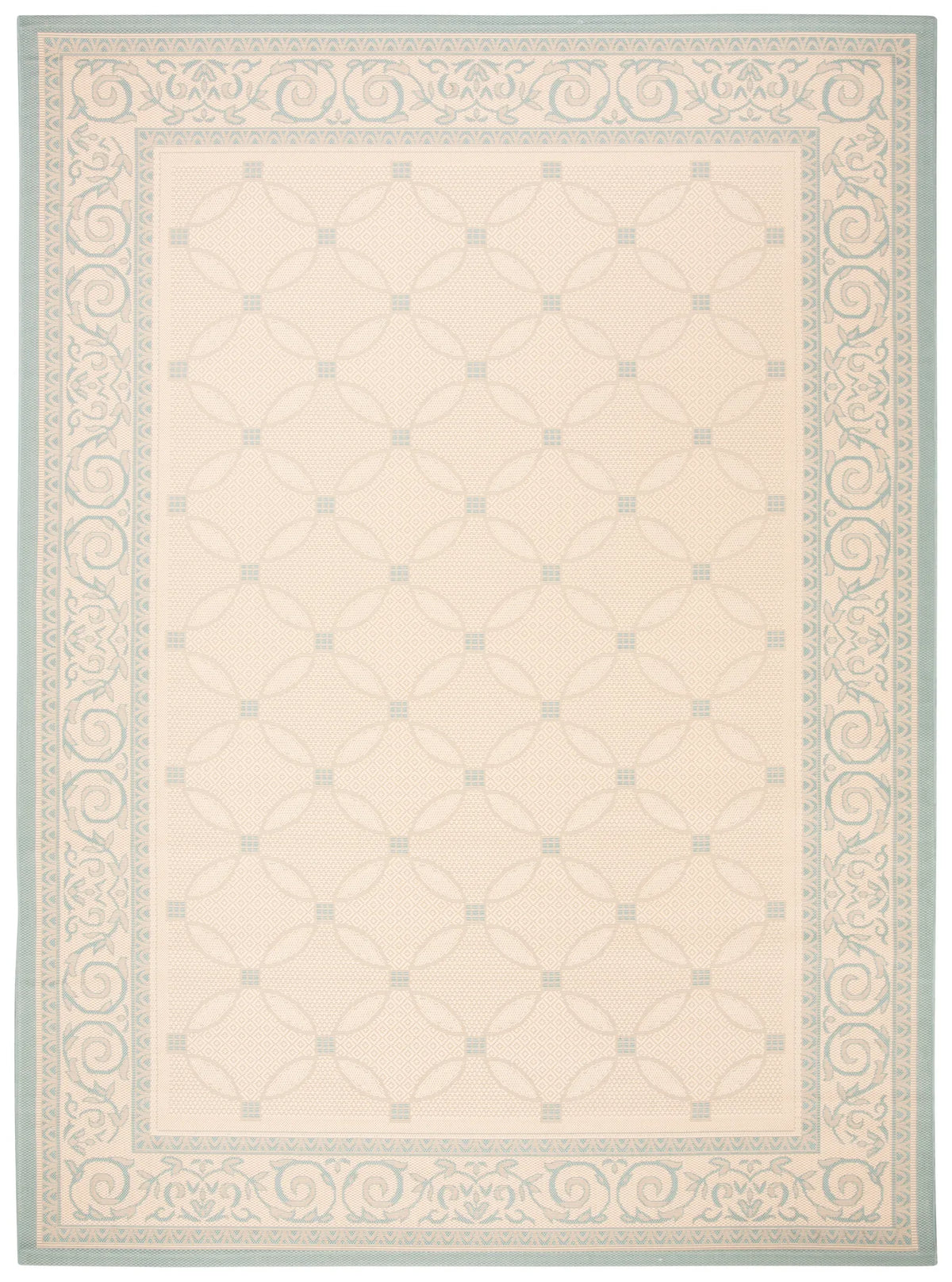 Safavieh Courtyard 6'-7" x 9'-6" Rug in Cream / Aqua