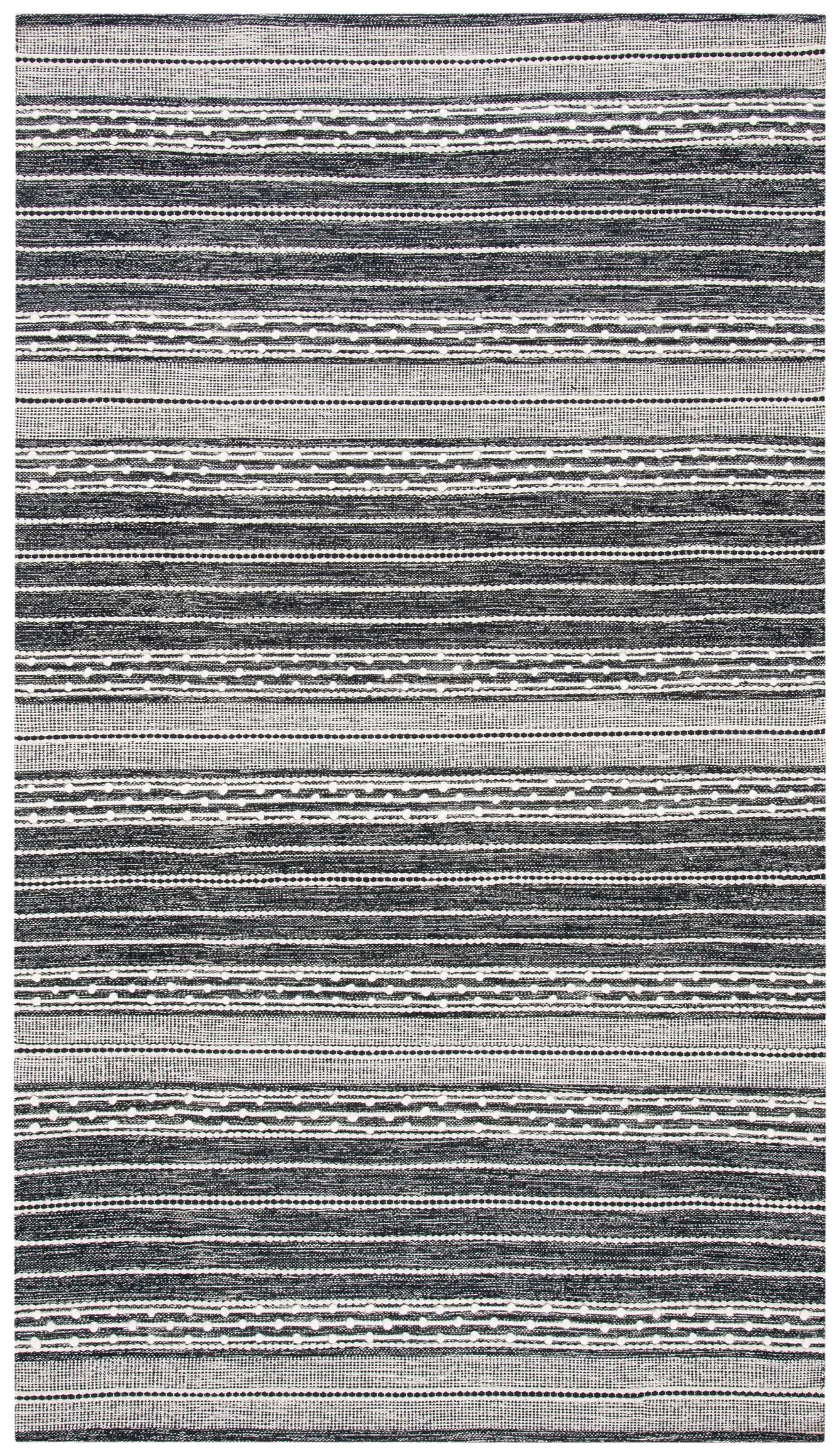 Safavieh Striped Kilim 4'-0" x 6'-0" Rug in Black / Ivory
