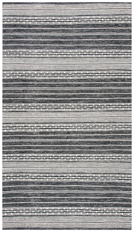 Safavieh Striped Kilim 4'-0" x 6'-0" Rug in Black / Ivory