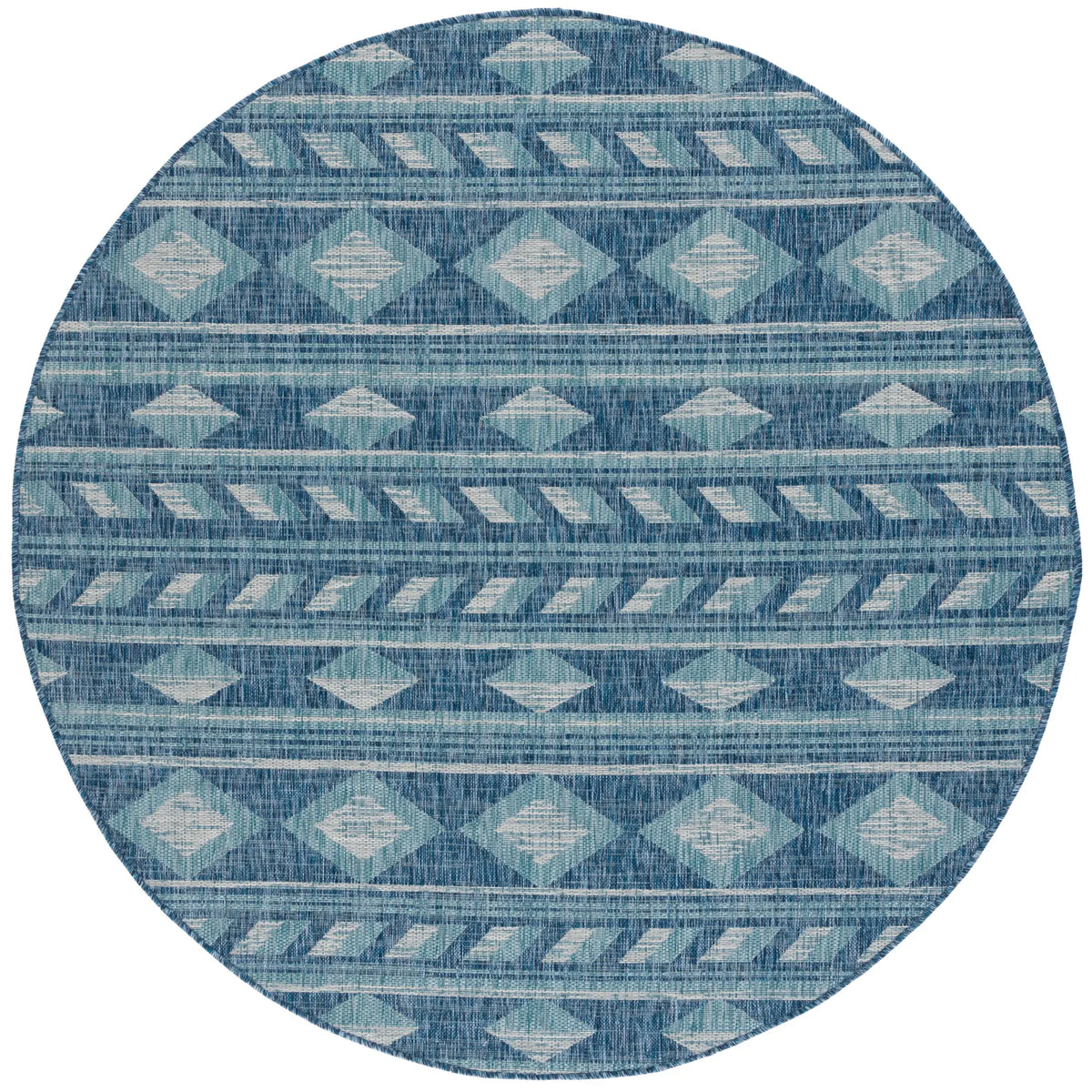 Safavieh Courtyard 5'-3" x 5'-3" Rug in Navy / Aqua