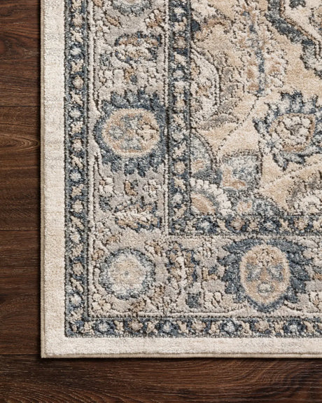 Loloi Teagan Tea-01 Natural/Lt. Grey Rugs - corner on wood