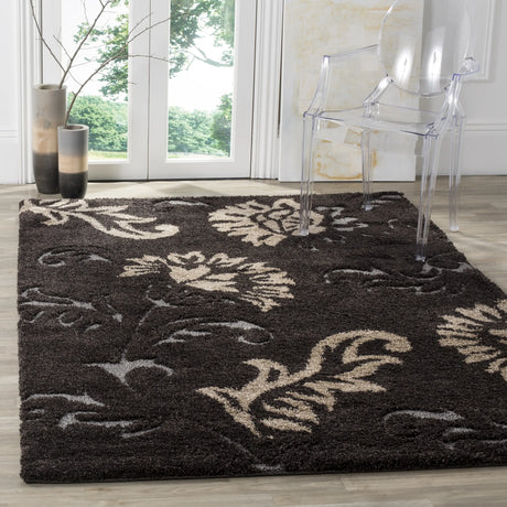 Safavieh Florida Shag 5'-3" x 7'-6" Rug in Dark Brown / Smoke