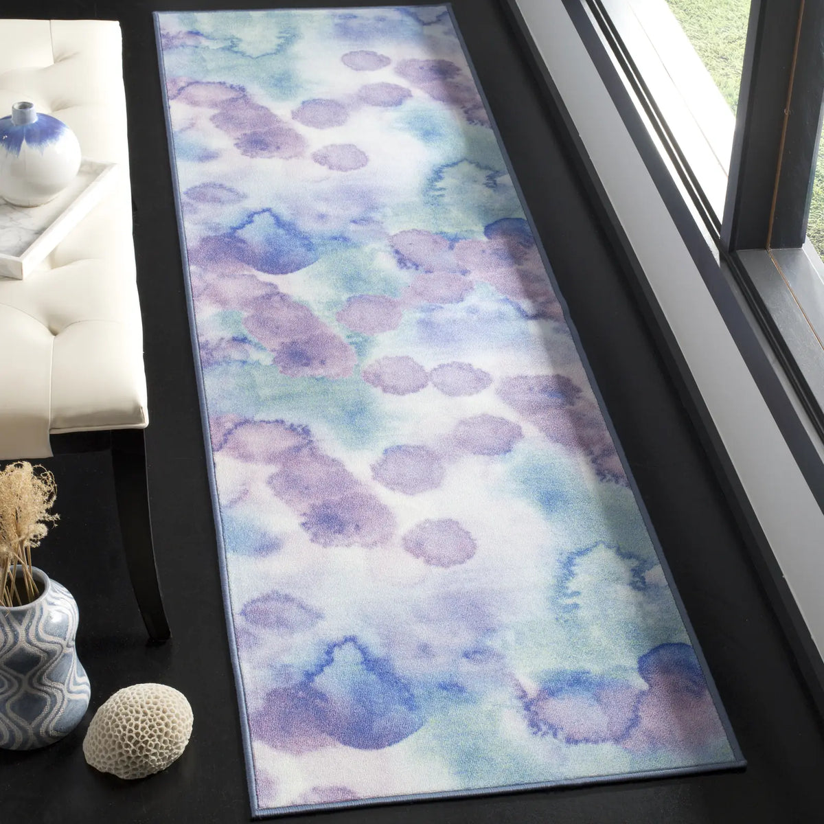 Safavieh Paint Brush 2'-2" x 10'-0" Rug in Blue / Lavender