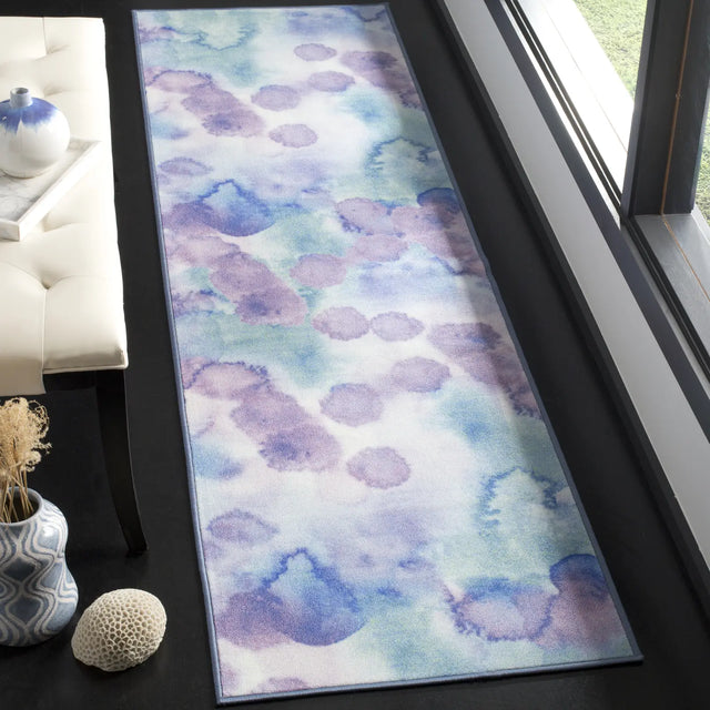 Safavieh Paint Brush 2'-2" x 10'-0" Rug in Blue / Lavender
