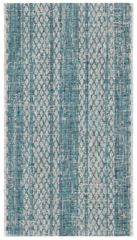 Safavieh Courtyard 2'-0" x 3'-7" Rug in Light Grey / Teal