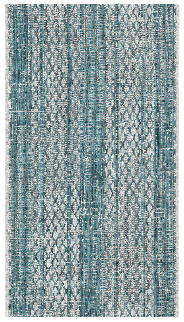 Safavieh Courtyard 2'-0" x 3'-7" Rug in Light Grey / Teal